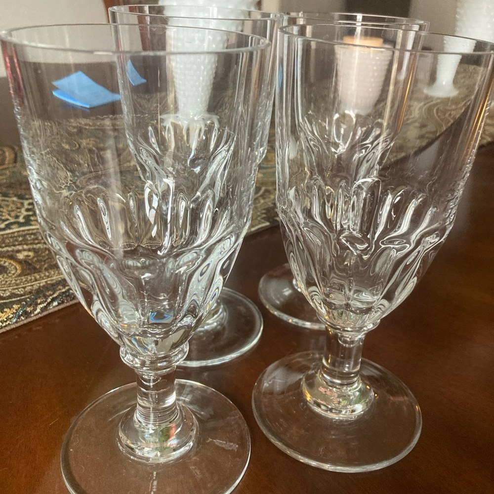 VTG French style optic panel goblets set of 4 clear glass 6.75”